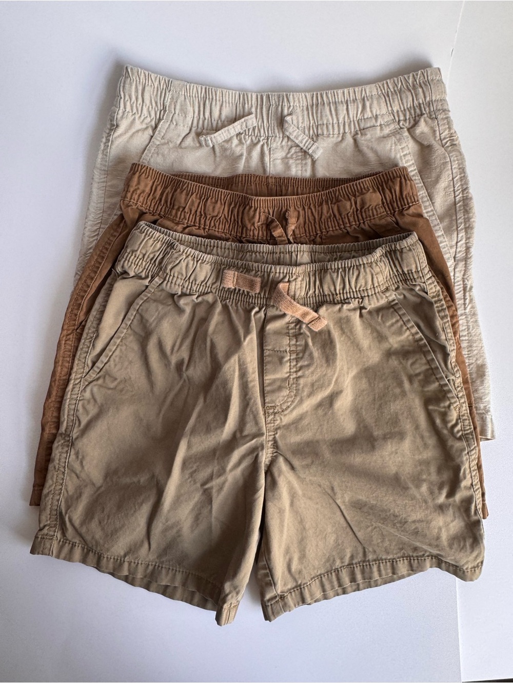 Cat & Jack Boys' Elastic Waist Shorts Trio - Khaki, Tan, Brown